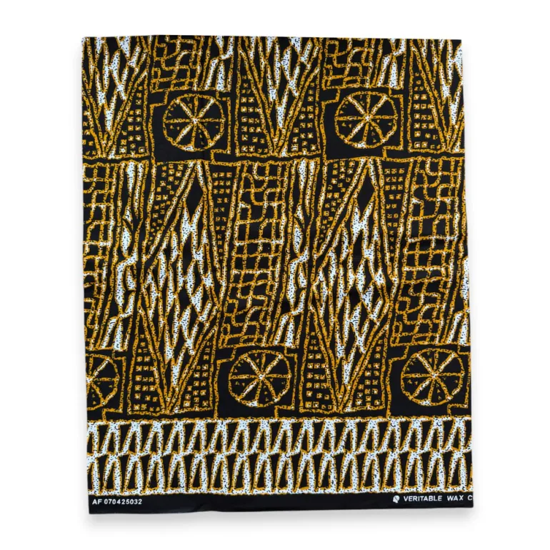 Fat Quarter Afrikaanse Wax Print Stof - Zwart Geel FTQ 8738 - Quilt & Patchwork (45 x 57 cm / 18 x 22 inch)