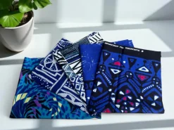 4 Fat quarters - Blauw mix Quiltstoffen / Patchwork stoffen - Afrikaanse print stof