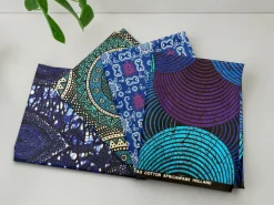 4 Fat quarters - Blauw Mix Quiltstoffen / Patchwork stoffen - Afrikaanse print stof