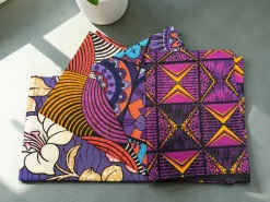 4 Fat quarters - Paars Mix Quiltstoffen / Patchwork stoffen - Afrikaanse print stof