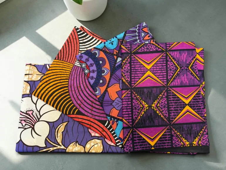 4 Fat quarters - Paars Mix Quiltstoffen / Patchwork stoffen - Afrikaanse print stof