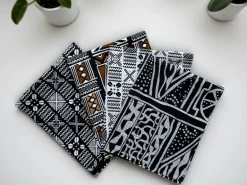 4 Fat quarters - Zwart Wit mix Quiltstoffen / Patchwork stoffen - Afrikaanse print stof