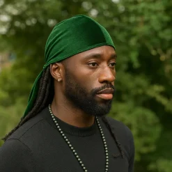 Fluwelen Durag / Velvet Du-rag / Do-rag / Bandana - Unisex - Groen