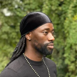 Fluwelen Durag / Velvet Du-rag / Do-rag / Bandana - Unisex - Zwart