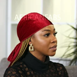 Fluwelen Durag / Velvet Du-rag / Do-rag / Bandana - Unisex - Donker rood