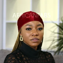 Fluwelen Durag / Velvet Du-rag / Do-rag / Bandana - Unisex - Donker rood