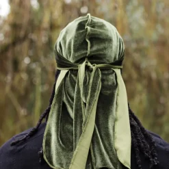 Fluwelen Durag / Velvet Du-rag / Do-rag / Bandana - Unisex - Mos Groen
