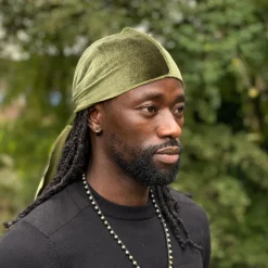 Fluwelen Durag / Velvet Du-rag / Do-rag / Bandana - Unisex - Mos Groen