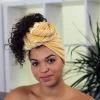 Fluwelen hoofddoek / Velvet headwrap - Ochre geel