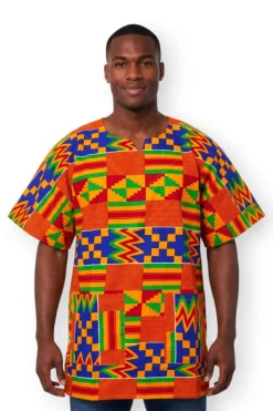 Geel Blauw Kente Dashiki Shirt / Dashiki Jurk - Afrikaans shirt - Unisex