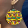 Geel / groene kente print Oorbellen - Afrikaanse Kente oorbellen