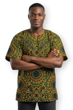 Geel Groen Sunburst Dashiki Shirt / Dashiki Jurk - Afrikaans shirt - Unisex