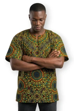 Geel Groen Sunburst Dashiki Shirt / Dashiki Jurk - Afrikaans shirt - Unisex