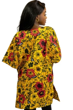 Gele Flowers Dashiki Shirt / Dashiki Jurk - Afrikaans shirt - Unisex