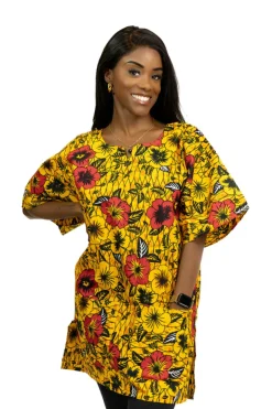 Gele Flowers Dashiki Shirt / Dashiki Jurk - Afrikaans shirt - Unisex