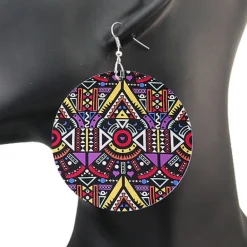 Gele tribal print Oorbellen - Afrikaanse drop oorbellen