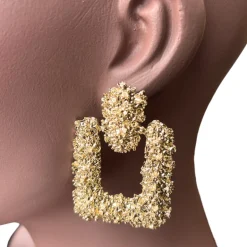 Gouden medium Chunky Metal Geometric Drop Oorbellen