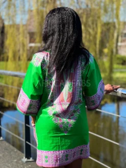 Groen Dashiki Shirt / Dashiki Jurk - Afrikaans shirt - Unisex - Vlisco