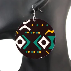Groene Mud cloth - Afrikaanse oorbellen