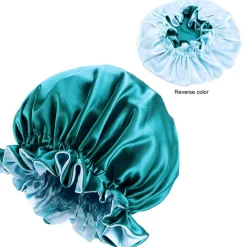 Groene Satijnen Slaapmuts met randje / Reversible Satin Hair Bonnet / Haar bonnet van Satijn