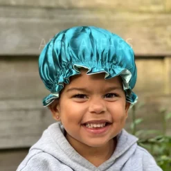 Groene Satijnen Slaapmuts ( Voor Kinderen van 3-7 jaar ) / Kinder Haar Bonnet van Satijn