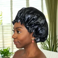 GROTE Douchemuts / Shower cap voor vol haar / krullen / afro - Zwart