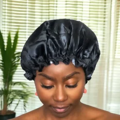 GROTE Douchemuts / Shower cap voor vol haar / krullen / afro - Zwart
