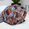 GROTE Douchemuts / Shower cap voor vol haar / krullen / afro - Bruin en geel-oranje Kuba Blocks Congo