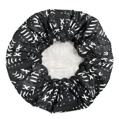 GROTE Douchemuts / Shower cap voor vol haar / krullen / afro - Zwart Witte bogolan