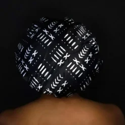 GROTE Douchemuts / Shower cap voor vol haar / krullen / afro - Zwart Witte bogolan