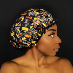 GROTE Douchemuts / Shower cap voor vol haar / krullen / afro - Bruin / Beige bogolan