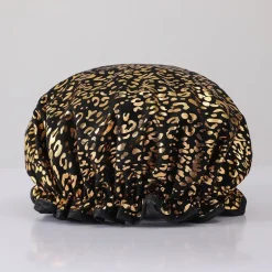 GROTE Douchemuts / Shower cap voor vol haar / krullen / afro - Zwart Gouden Leopard