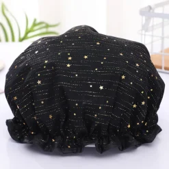 GROTE Douchemuts / Shower cap voor vol haar / krullen / afro - Zwart Gouden Sterren