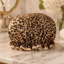GROTE Douchemuts / Shower cap voor vol haar / krullen / afro - Bruin / Beige leopard