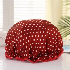 GROTE Douchemuts / Shower cap voor vol haar / krullen / afro - Rood met stippen