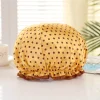 GROTE Douchemuts / Shower cap voor vol haar / krullen / afro - Geel met stippen