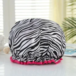 GROTE Douchemuts / Shower cap voor vol haar / krullen / afro - Zwart witte zebra