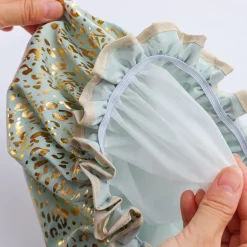 GROTE Douchemuts / Shower cap voor vol haar / krullen / afro - Mintgroen Gouden Leopard