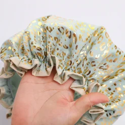 GROTE Douchemuts / Shower cap voor vol haar / krullen / afro - Mintgroen Gouden Leopard