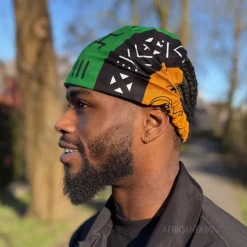 Haarband / Hoofdband in Afrikaanse print - Unisex Volwassenen - Groene Bogolan Symbols