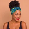 Haarband / Hoofdband in Afrikaanse print - Blauw Luipaard Spots