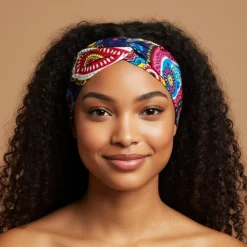 Haarband / Hoofdband in Afrikaanse print - Blauw Roze Paisley