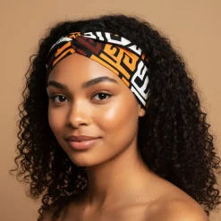 Haarband / Hoofdband in Afrikaanse print - Bruin Wit Kuba Blocks