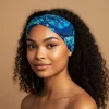 Haarband / Hoofdband in Afrikaanse print - Blauw Turkoois Mandala