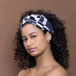 Haarband / Hoofdband in Afrikaanse print - Witte Kente