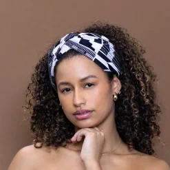 Haarband / Hoofdband in Afrikaanse print - Witte Kente