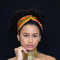 Haarband / Hoofdband in Afrikaanse print - Zwart Pan African kente