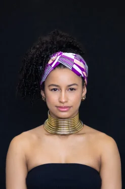 Haarband / Hoofdband in Afrikaanse print - Paarse kente