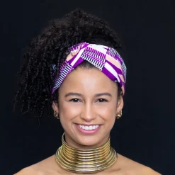 Haarband / Hoofdband in Afrikaanse print - Paarse kente