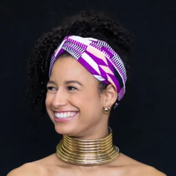 Haarband / Hoofdband in Afrikaanse print - Paarse kente